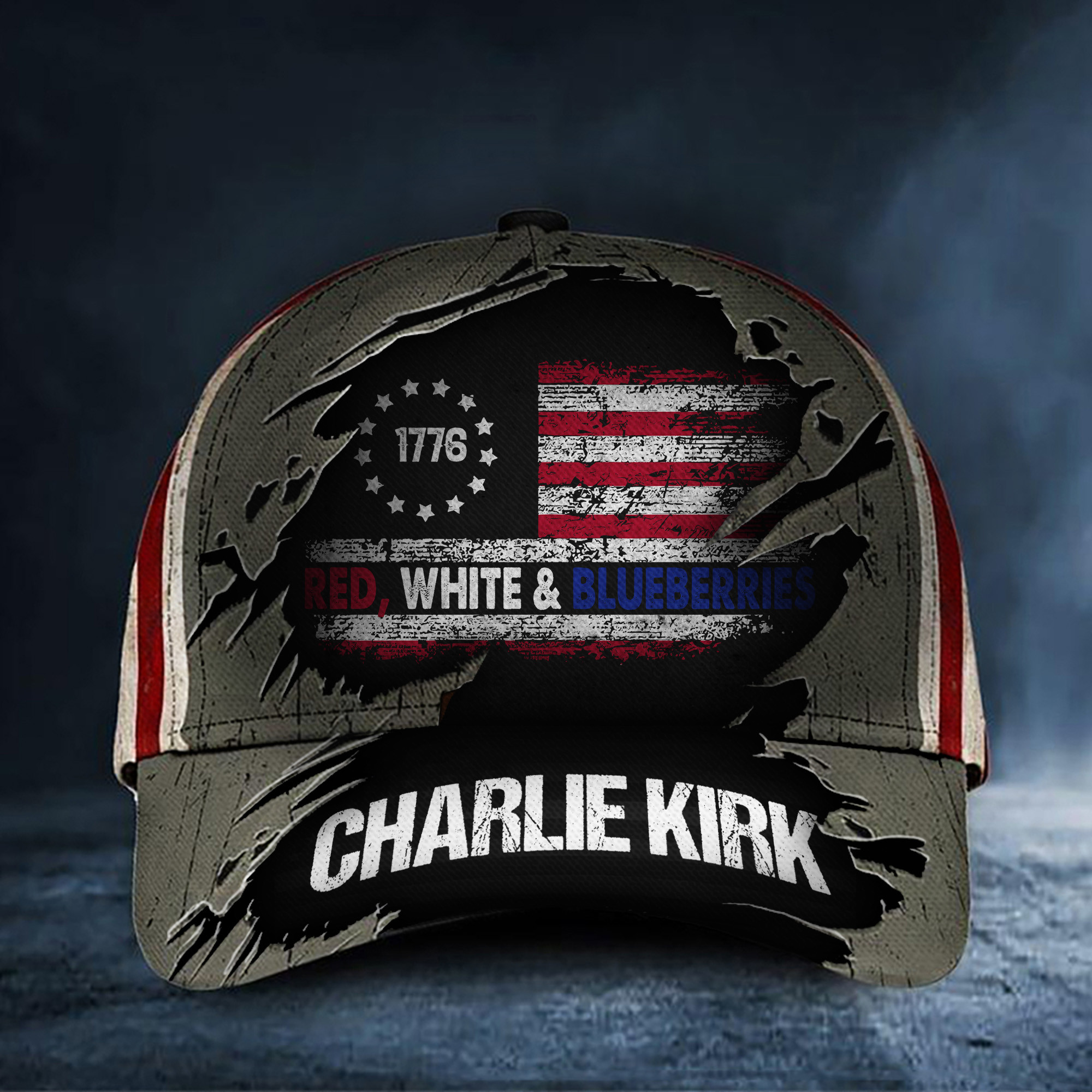 Red White & Blueberries Merch Hat Charlie Kirk Commemorative Cool Baseball Cap For Patriotics