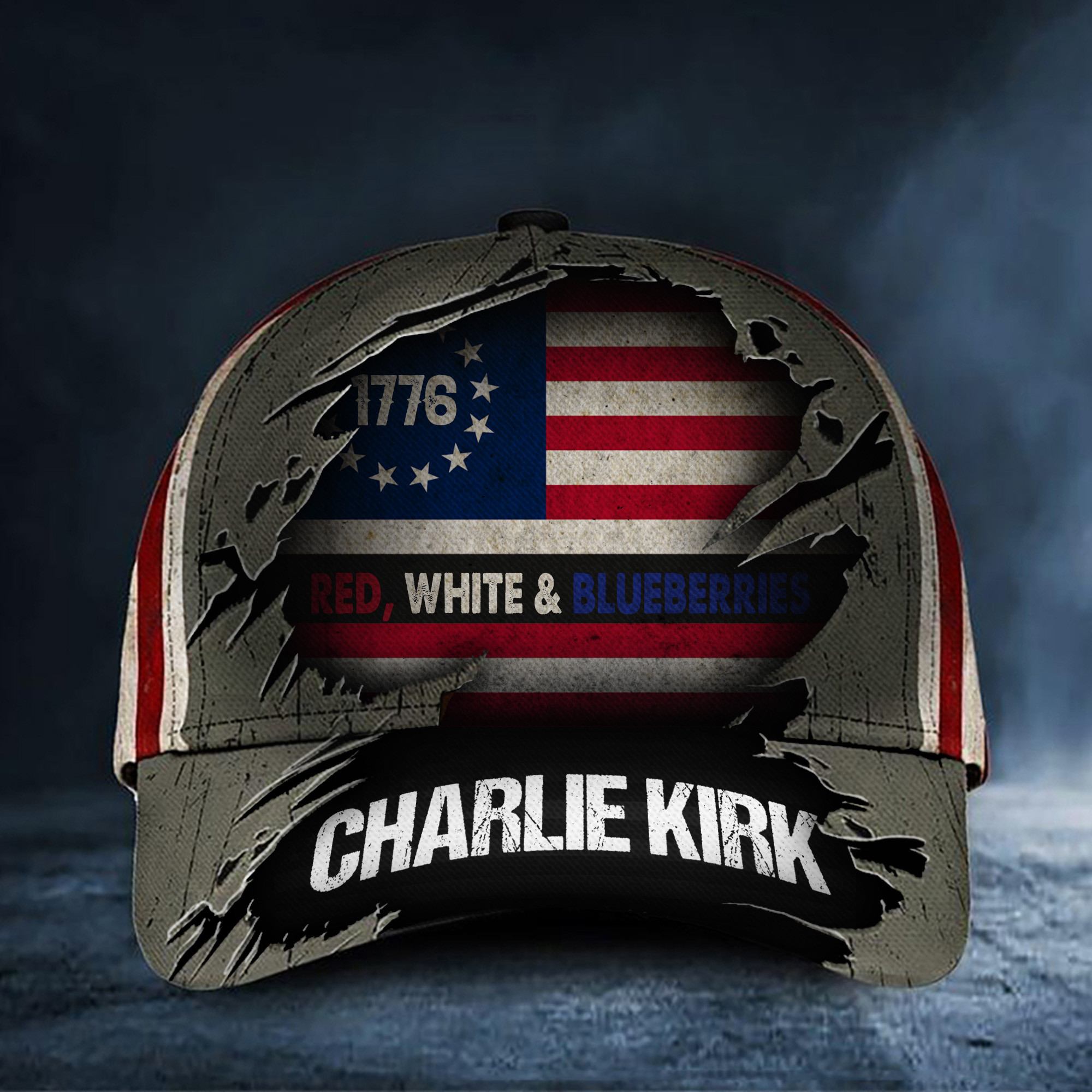 Red White & Blueberries Merch Hat Charlie Kirk Commemorative Proud Cool Baseball Cap
