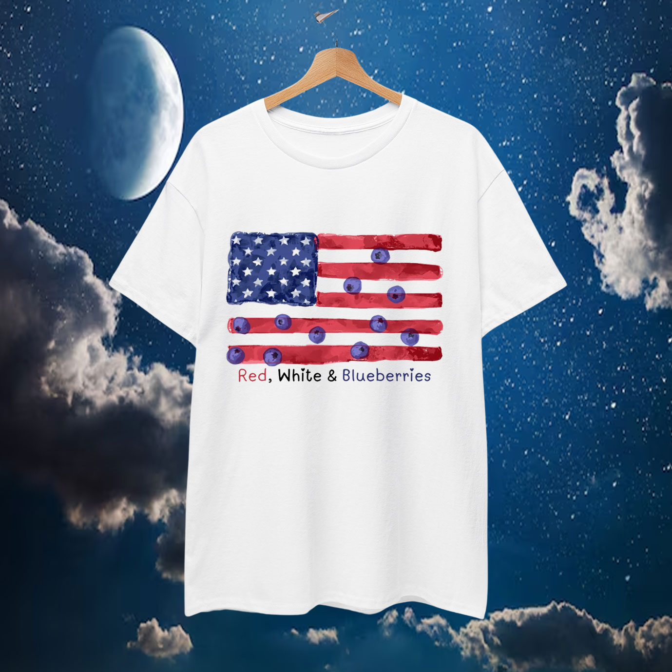 Red White And  Blueberries America T-Shirt