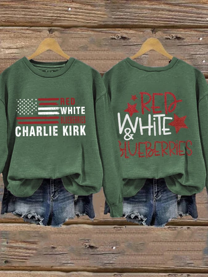 Red White And Blueberries Green Sweatshirt Charlie Kirk USA I Am Charlie Kirk 47 Merch