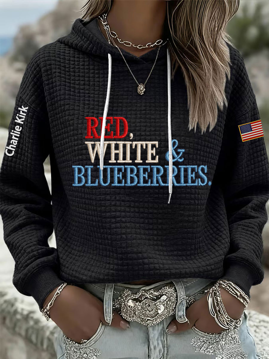 Red White And Blueberries Merch Black Hoodie Freedom Charlie Kirk 2025 Charlie Kirk Shirt