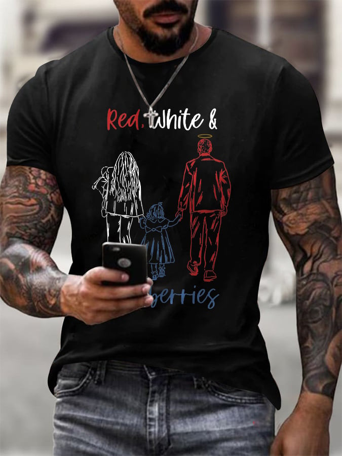 Red White And Blueberries Merch Black T-Shirt Angels Charlie Kirk 47 TPUSA Freedom Shirt