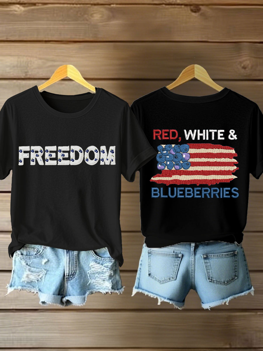Red White And Blueberries Merch Black T-Shirt USA Blueberries Flag Unique Charlie Kirk 47 Merch