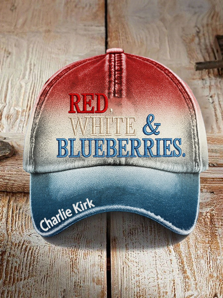 Red White And Blueberries Merch Hat Charlie Kirk RIP Tribute Charlie Live Free Baseball Cap