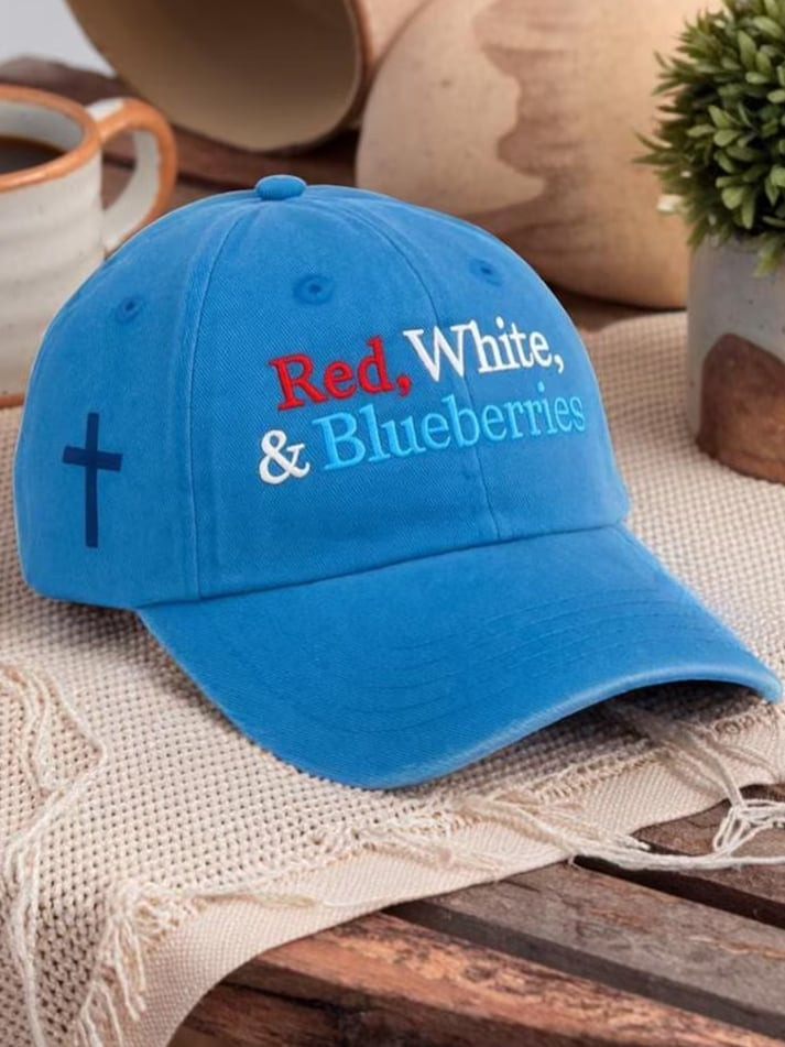 Red White And Blueberries Merch Hat Cross Charlie Kirk 47 TPUSA Freedom Baseball Cap
