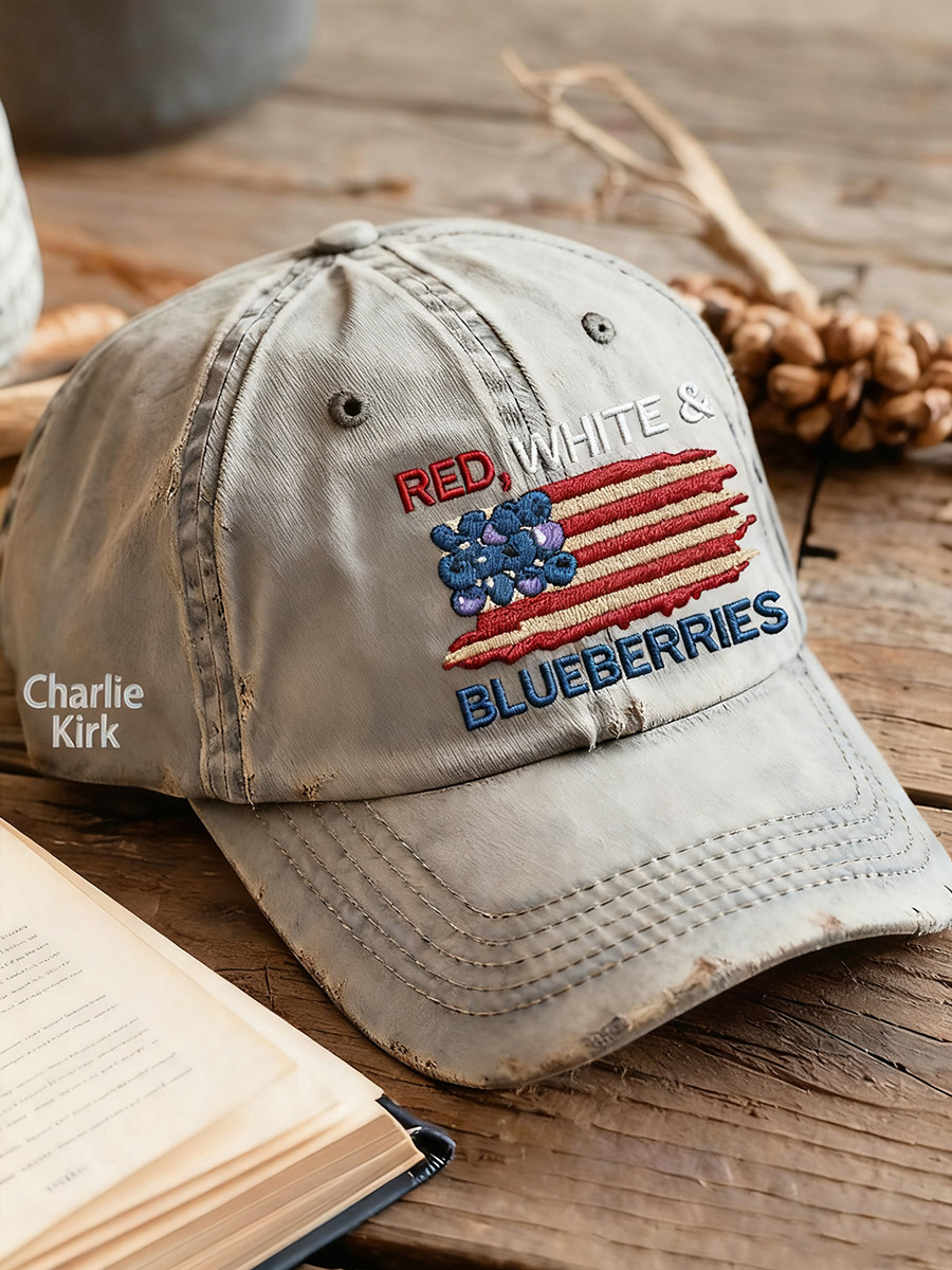 Red White And Blueberries Merch Hat Freedom Charlie Kirk Usa Flag Cool Supporters Apparel