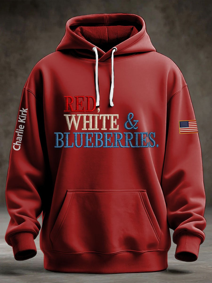Red White And Blueberries Merch Hoodie Unique Red Freedom Shirt Charlie Kirk