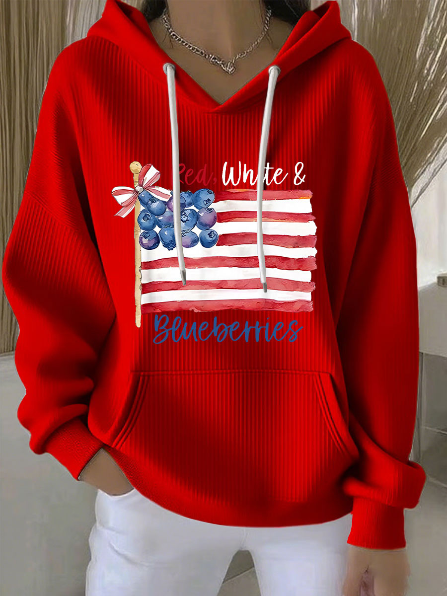 Red White And Blueberries Merch Hoodie US Flag Blueberries A True Patriot 1993 2025 Clothing