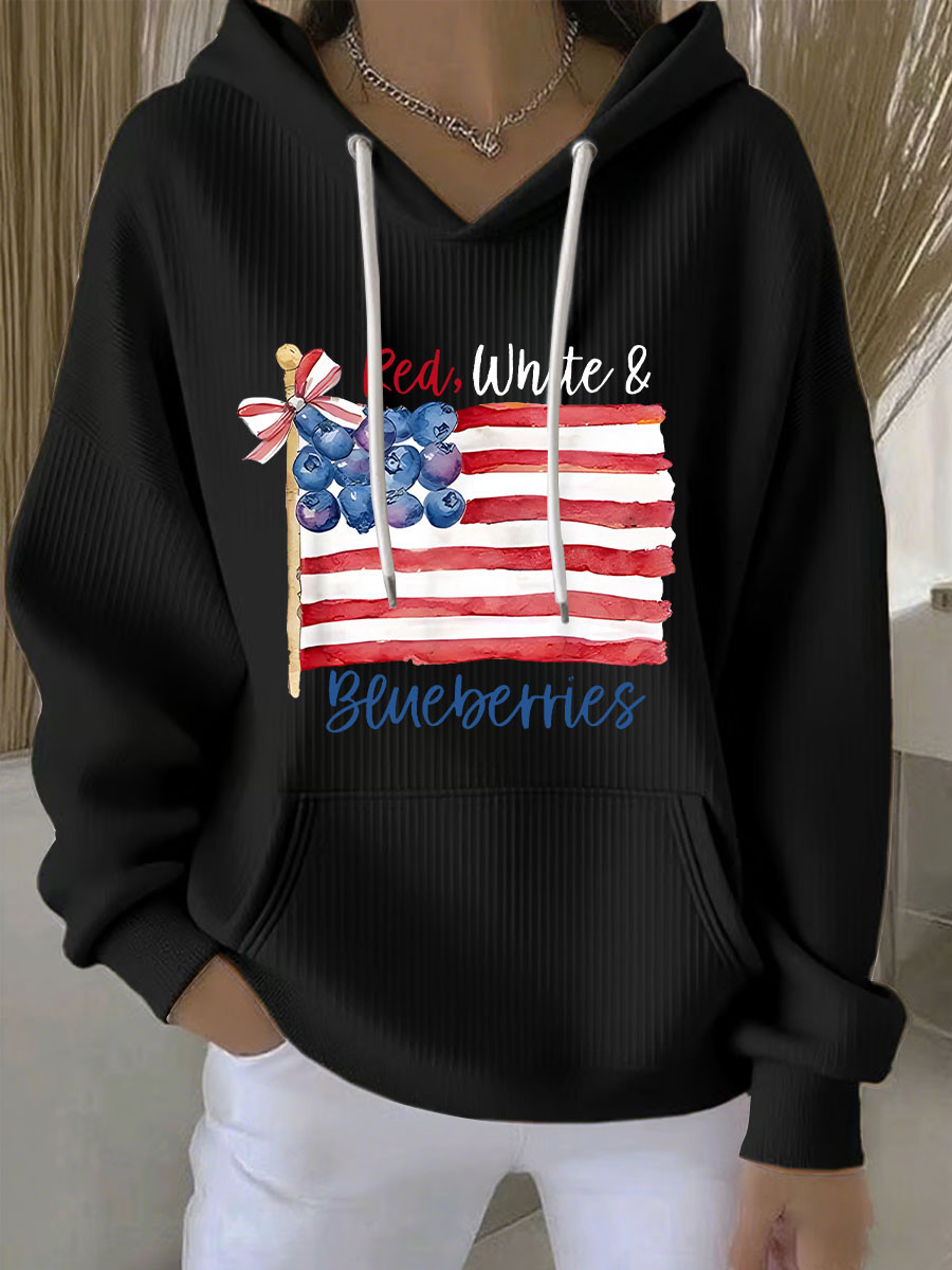 Red White And Blueberries Merch Hoodie US Flag Blueberries Freedom Charlie Kirk 47 Wore