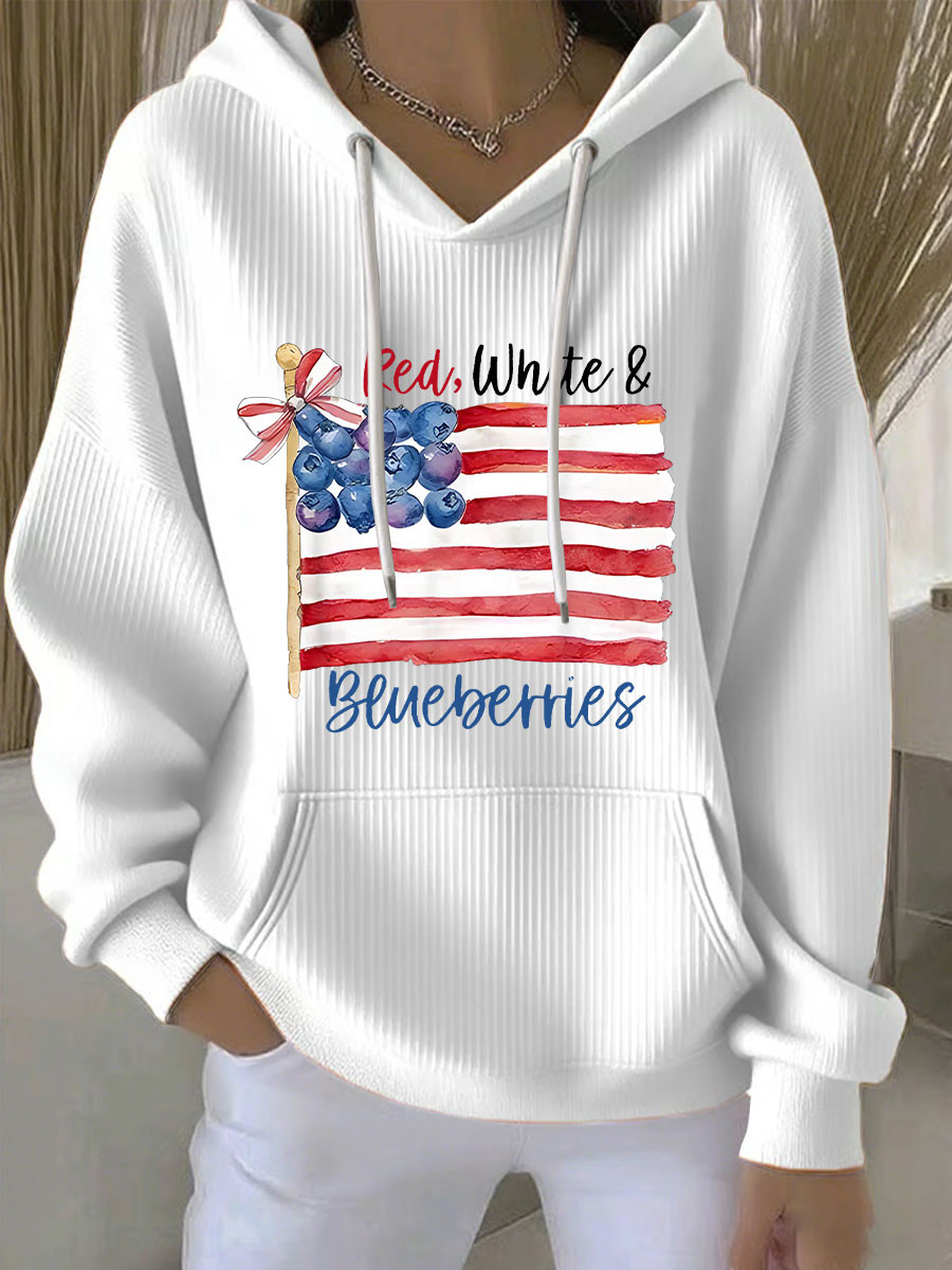 Red White And Blueberries Merch Hoodie US Flag Blueberries Freedom Charlie Kirk Wore