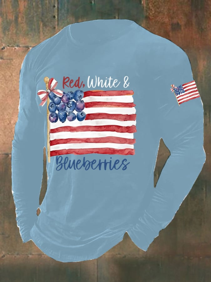 Red White And Blueberries Merch Long Sleeve Shirt Proud Freedom Charlie Kirk Wore
