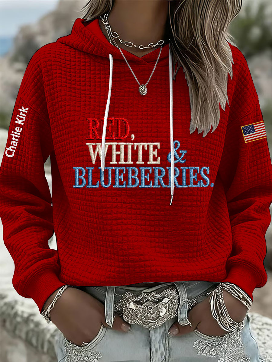 Red White And Blueberries Merch Red Hoodie Freedom Charlie Kirk 2025 Charlie Kirk Apparel