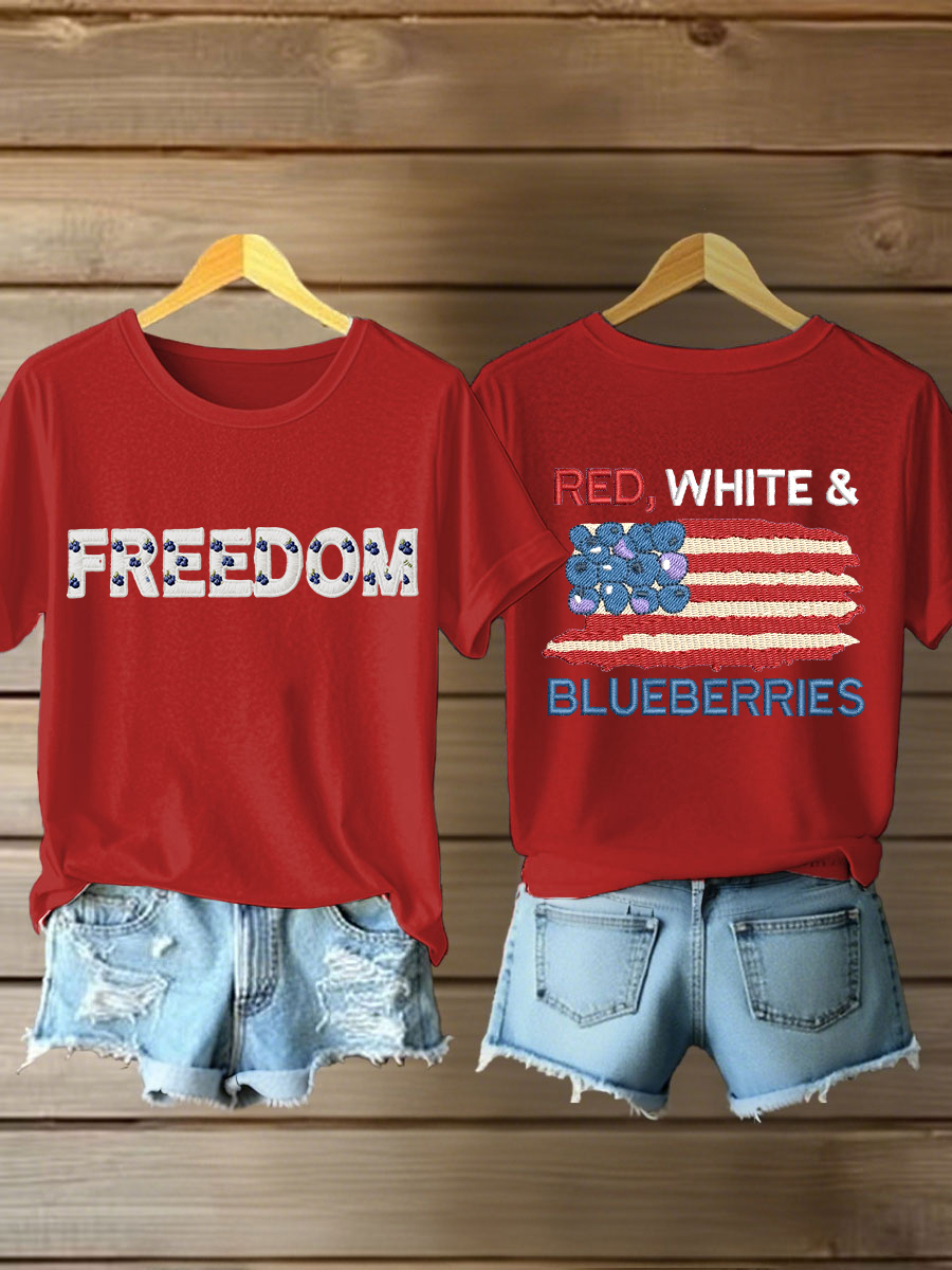 Red White And Blueberries Merch Red T-Shirt USA Blueberries Flag Unique Charlie Kirk 47 Merch