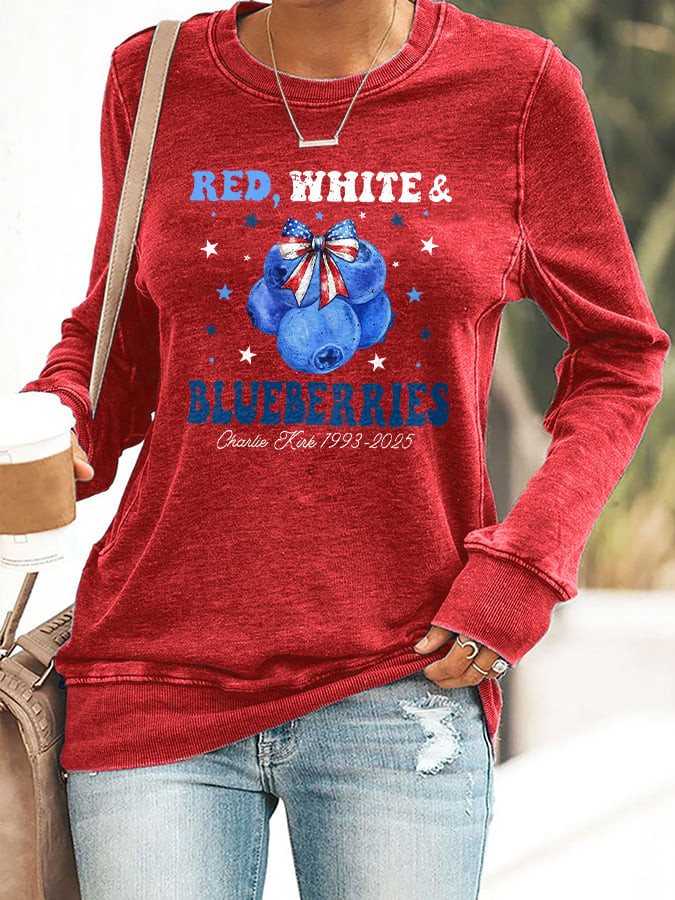 Red White And Blueberries Merch Sweatshirt Charlie Kirk U.S Flag Charlie Kirk Live Free Shirt