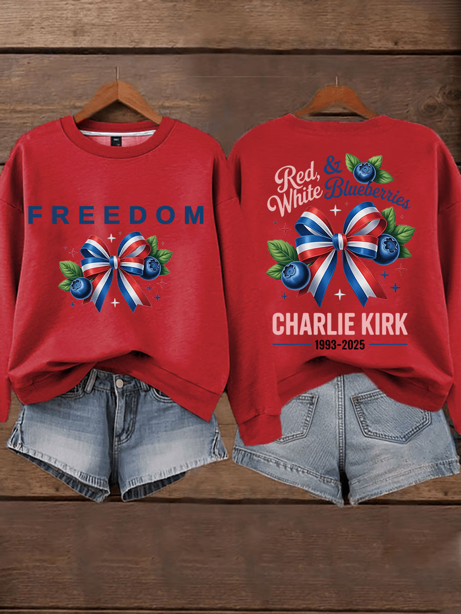 Red White And Blueberries Merch Sweatshirt Freedom Ribbons 1993 2025 Commemorative CK