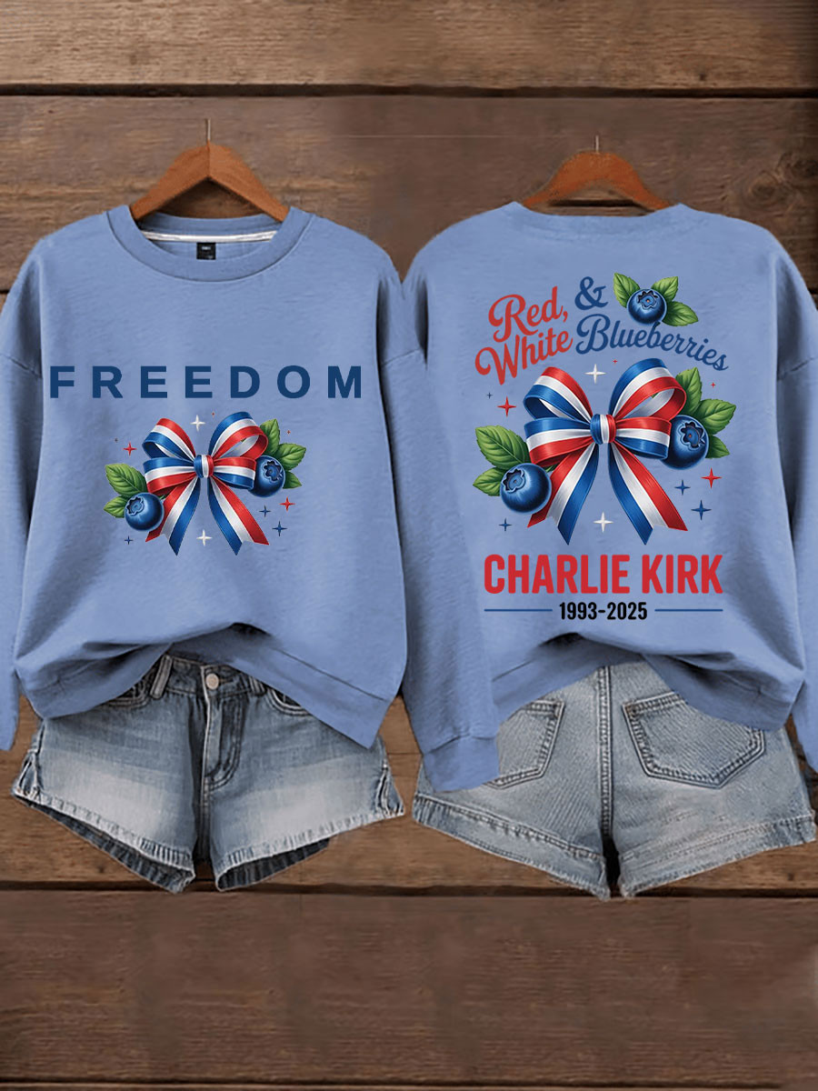 Red White And Blueberries Merch Sweatshirt Freedom Ribbons 1993 2025 Commemorative CK 47