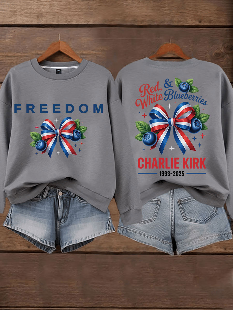 Red White And Blueberries Merch Sweatshirt Freedom RIP CK 47 TPUSA Shirt Charlie Kirk