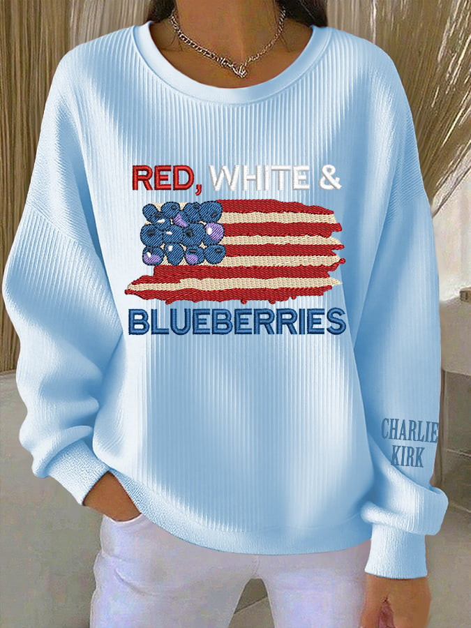 Red White And Blueberries Merch Sweatshirt Tribute Red Freedom Shirt Charlie Kirk