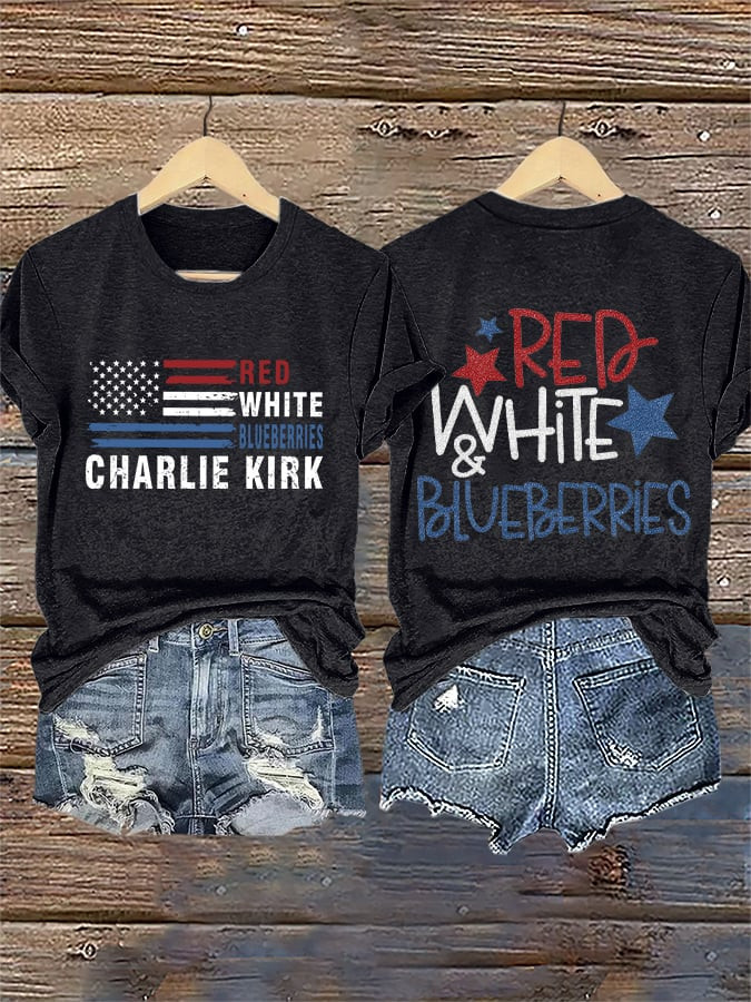 Red White And Blueberries Merch T-Shirt American 1776 Charlie Kirk Freedom Shirt