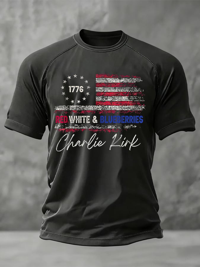 Red White And Blueberries Merch T-Shirt American 1776 Charlie Kirk Freedom Shirt