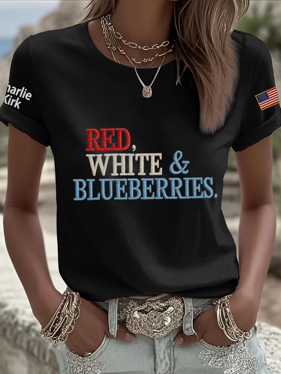 Red White And Blueberries Merch T-Shirt American Flag Best Proud Gifts For Charlie Lovers