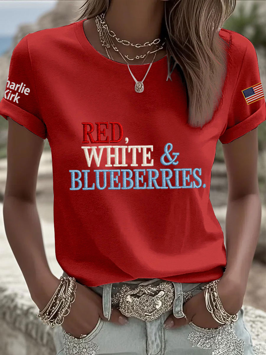 Red White And Blueberries Merch T-Shirt American Flag Best Proud Gifts For Charlie Supporters