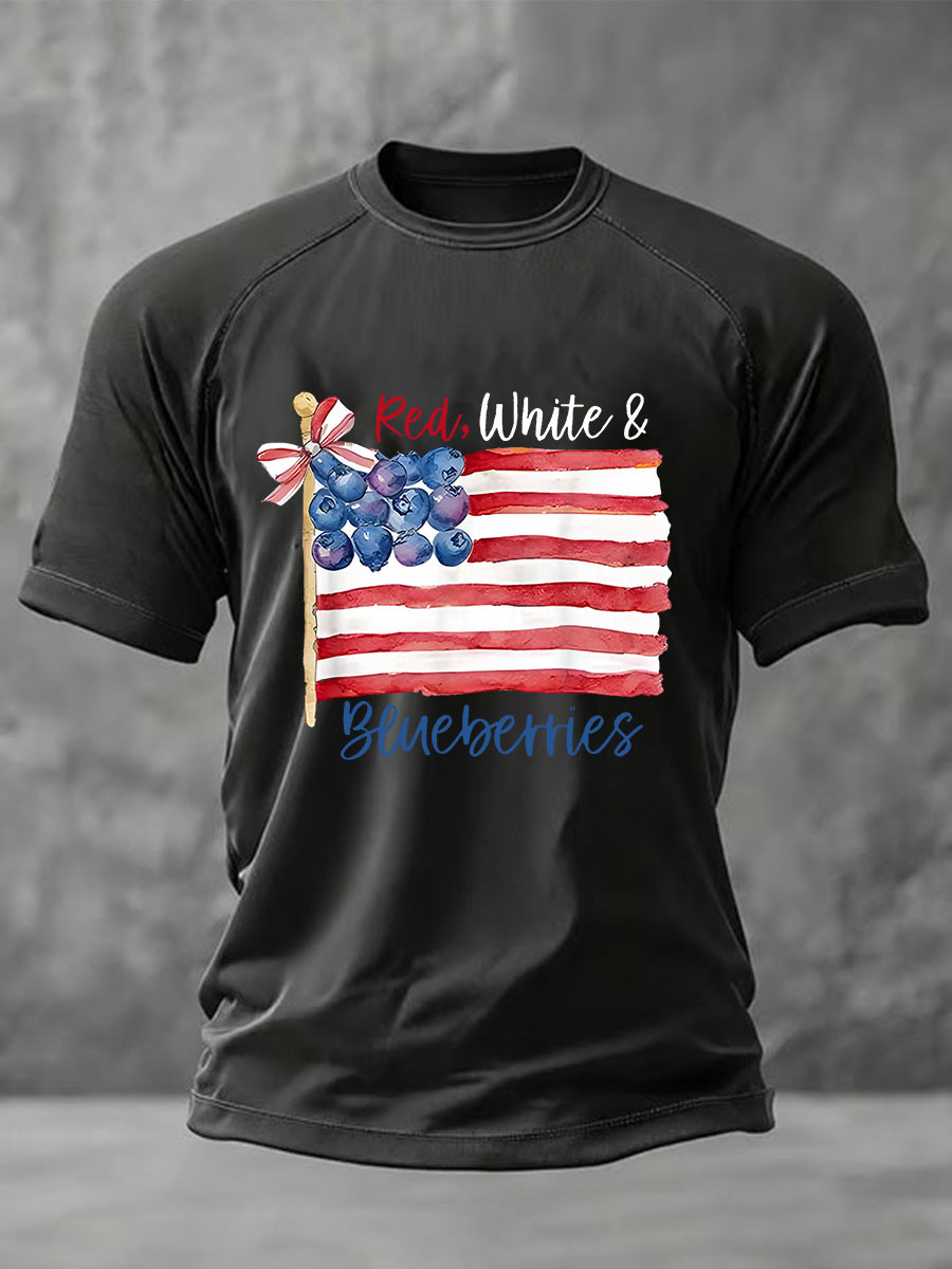 Red White And Blueberries Merch T-Shirt Blueberries US Flag Best Charlie Kirk Show Merch