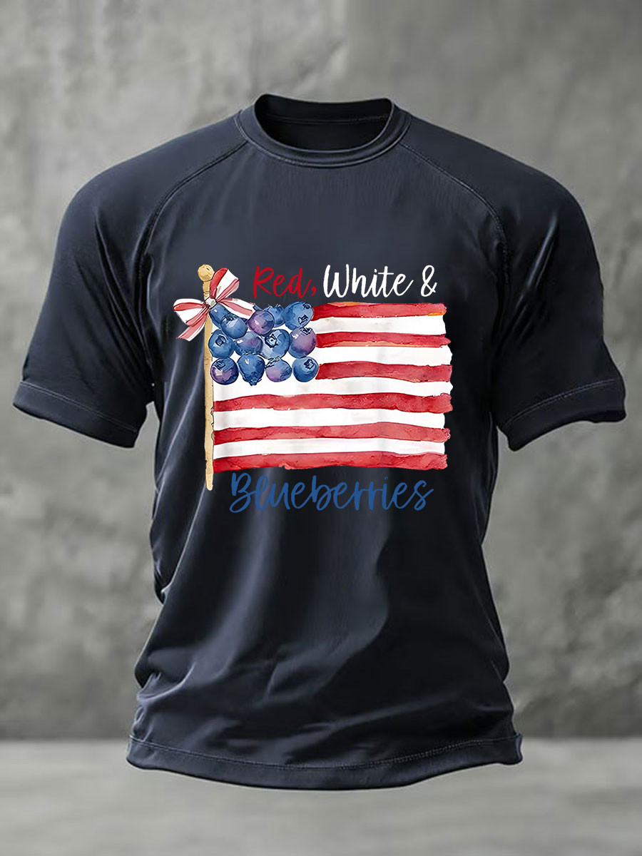 Red White And Blueberries Merch T-Shirt Blueberries US Flag The Charlie Kirk Show Merch