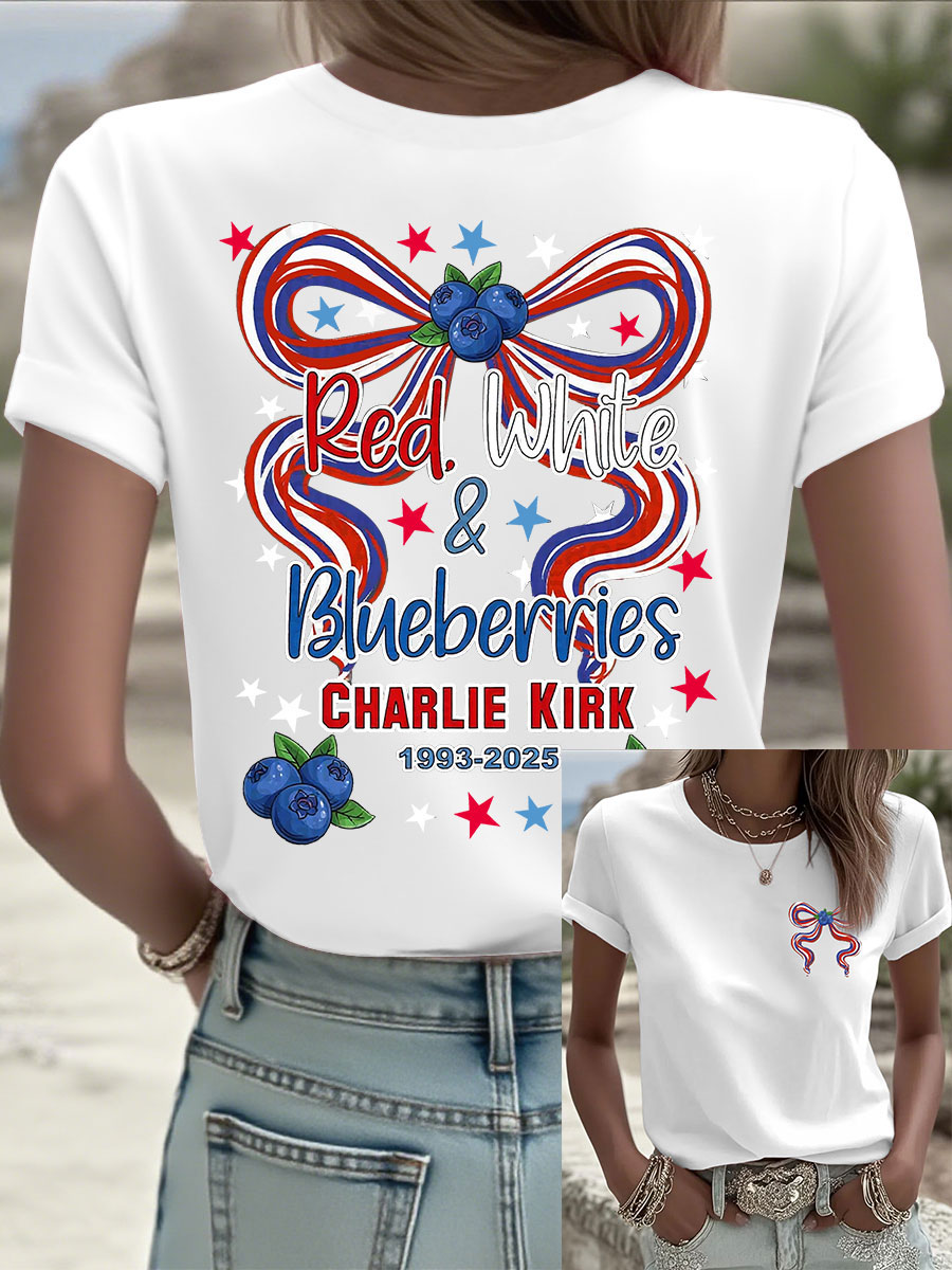 Red White And Blueberries Merch T-Shirt Charlie Kirk 1993 2025 Best Freedom Liberty Wear