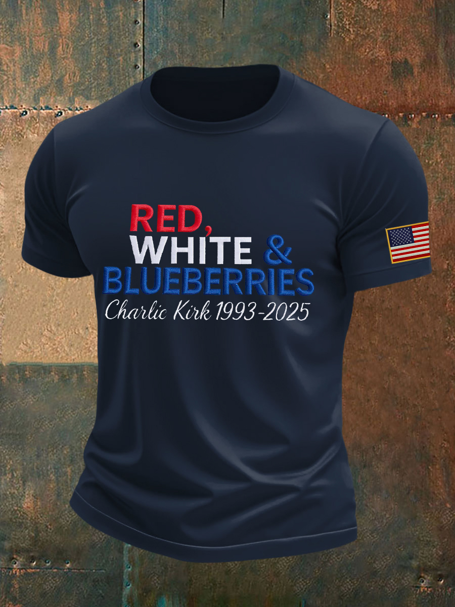 Red White And Blueberries Merch T-Shirt Charlie Kirk 1993 2025 Usa Charlie Kirk Apparel