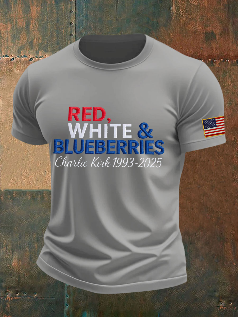 Red White And Blueberries Merch T-Shirt Charlie Kirk 1993 2025 USA Charlie Kirk Apparels