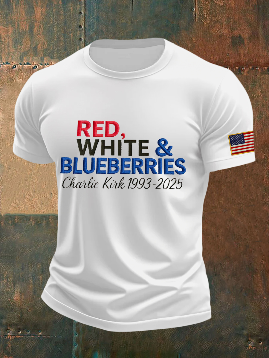 Red White And Blueberries Merch T-Shirt Charlie Kirk 1993 2025 USA Charlie Kirk Clothing