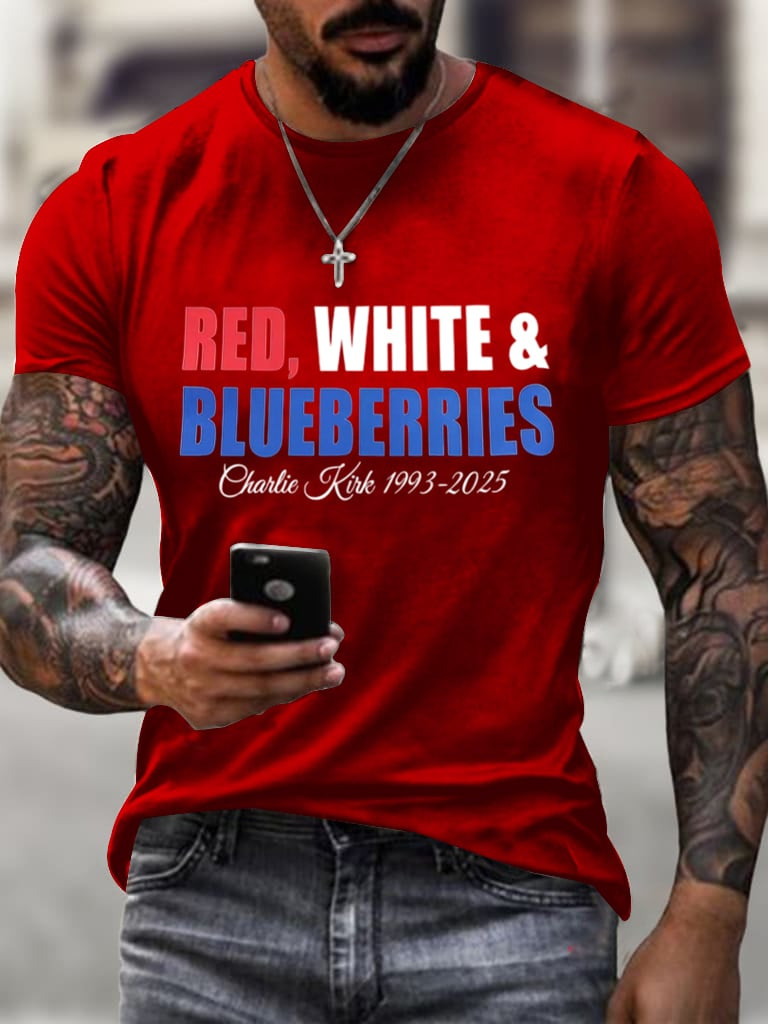 Red White And Blueberries Merch T-Shirt Charlie Kirk R.I.P Charlie Kirk Live Free Merchandise