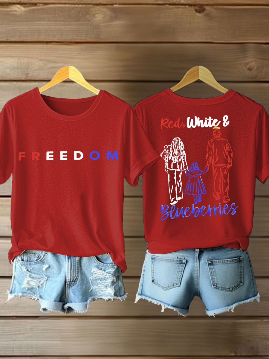 Red White And Blueberries Merch T-Shirt Charlie Kirk Rip Unique Freedom Liberty Wearing
