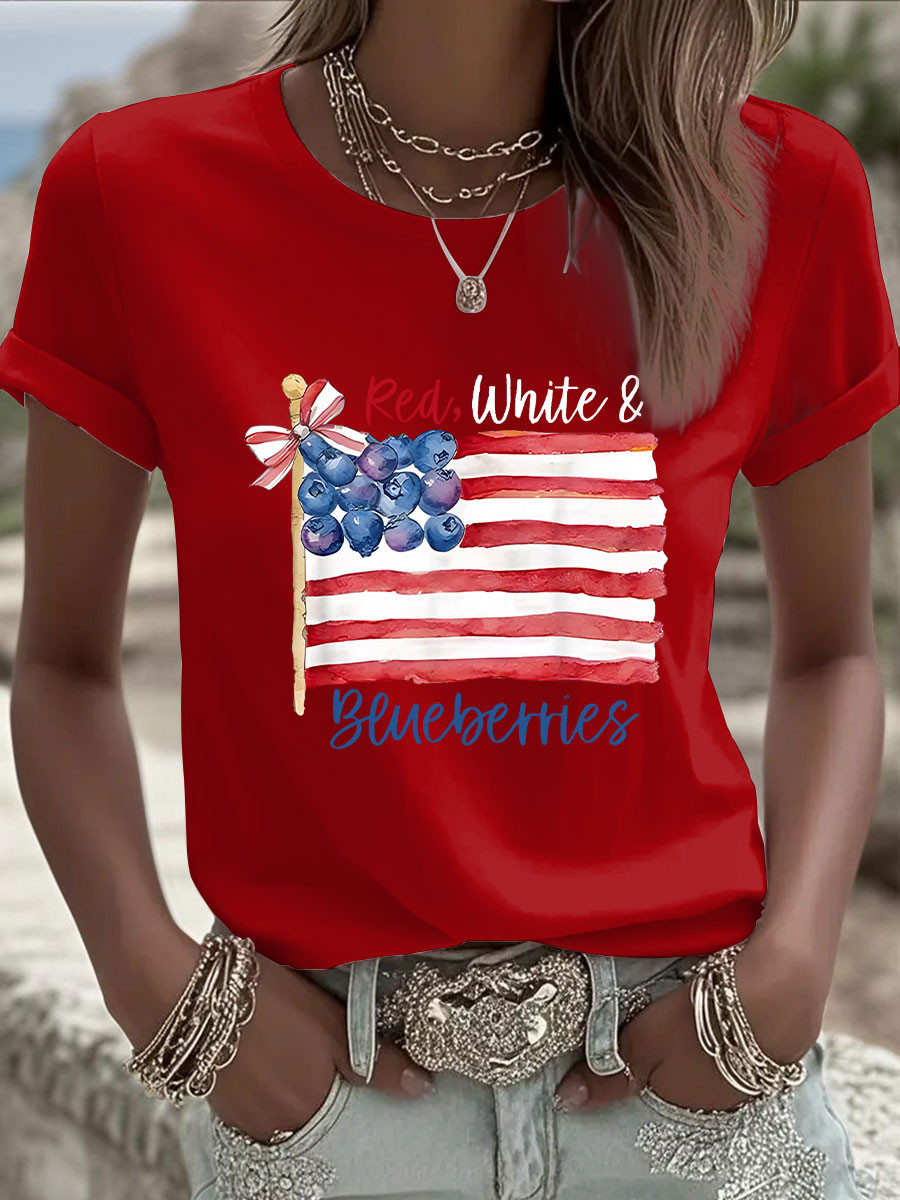 Red White And Blueberries Merch T-Shirt Cross Blueberry USA Flag 86-45 Shirt