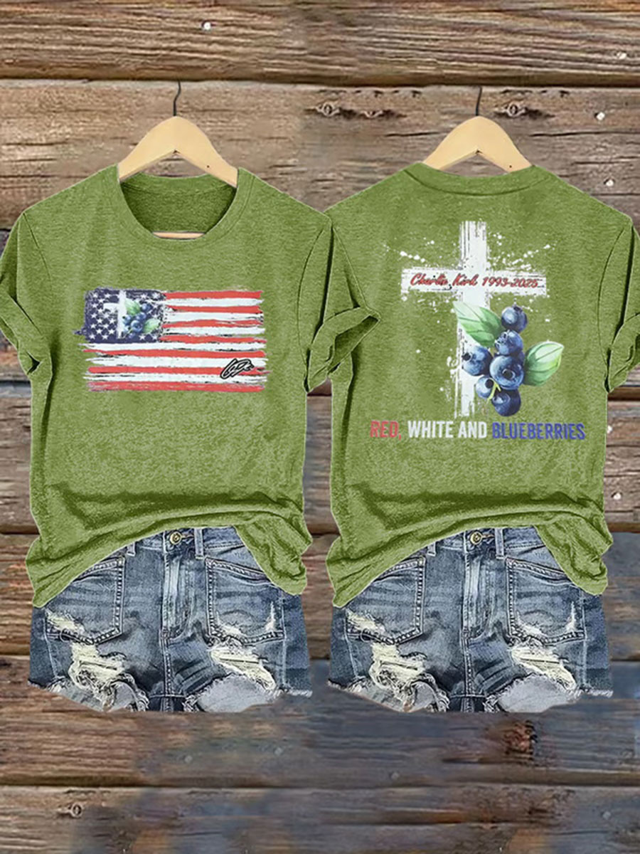 Red White And Blueberries Merch T-Shirt Cross Blueberry USA Flag 86-45 Shirts