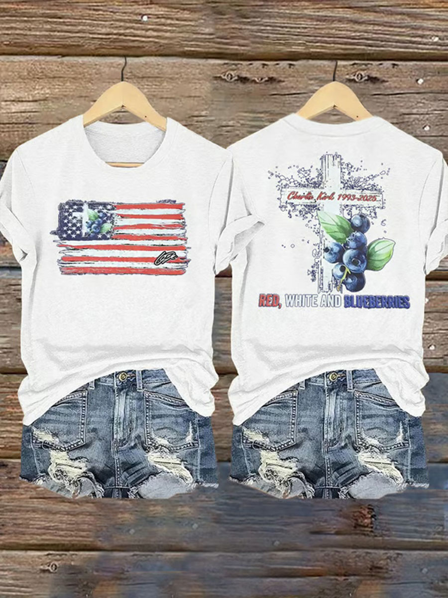 Red White And Blueberries Merch T-Shirt Cross Blueberry USA Flag Best 86-45 Shirt