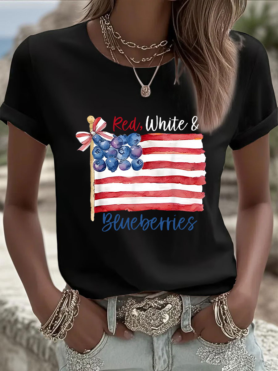 Red White And Blueberries Merch T-Shirt Cross Blueberry USA Flag Charlie Kirk Clothing