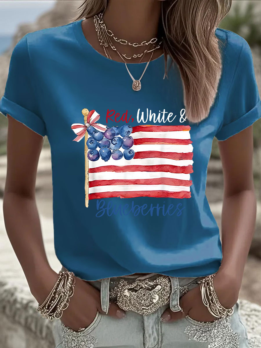 Red White And Blueberries Merch T-Shirt Cross Blueberry USA Flag Charlie Kirk Merch