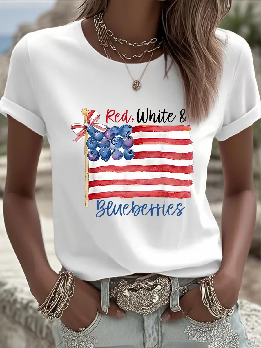 Red White And Blueberries Merch T-Shirt Cross Blueberry USA Flag Charlie Kirk Shirt