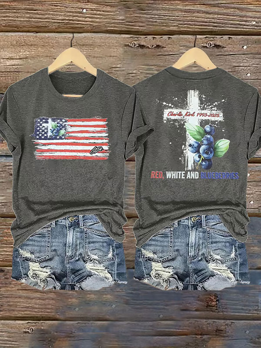 Red White And Blueberries Merch T-Shirt Cross Blueberry USA Flag Tribute 86-45 Shirt