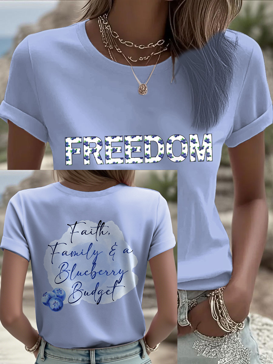 Red White And Blueberries Merch T-Shirt Faith Family Blueberries Budget Charlie 47 Apparel