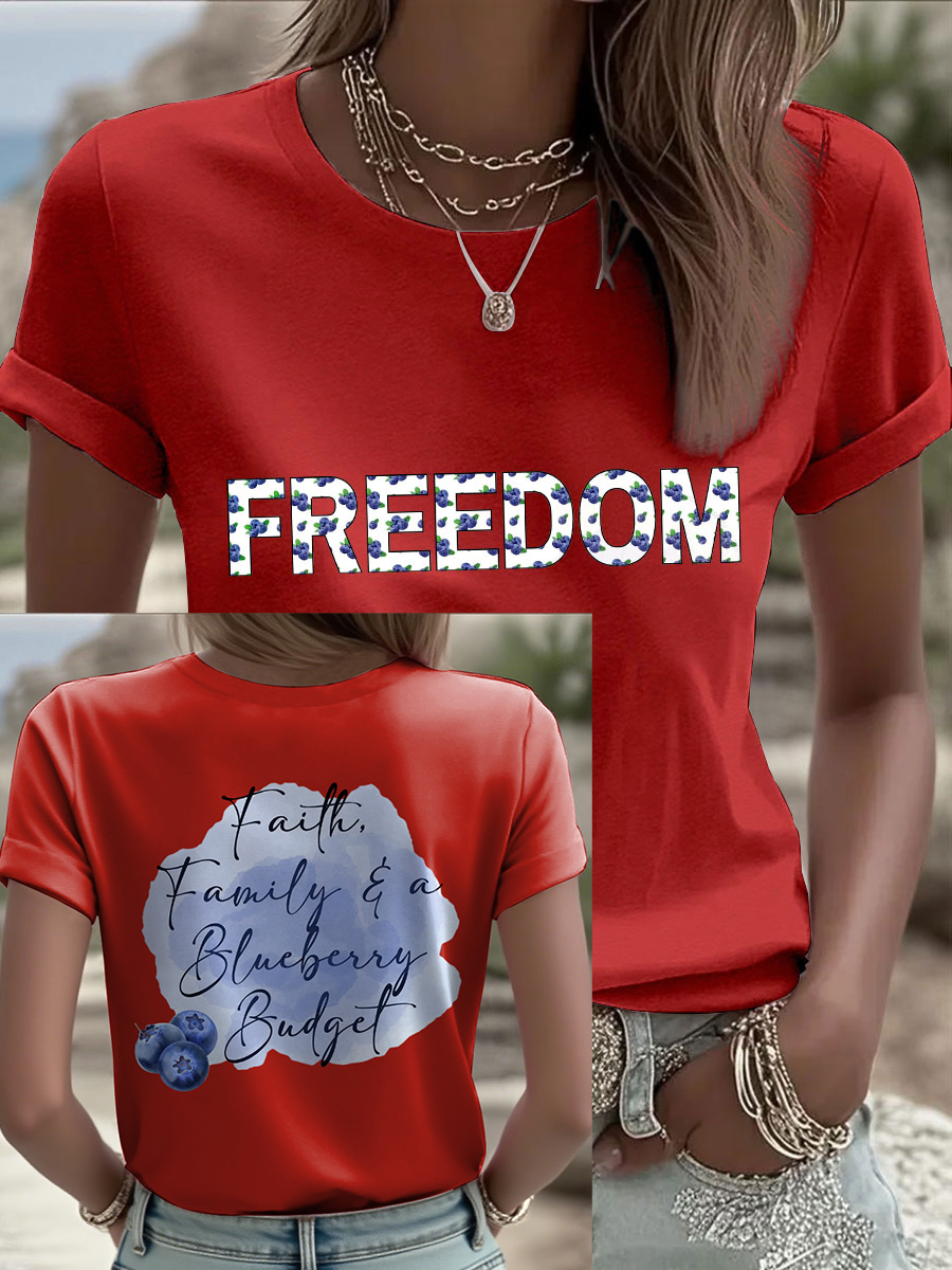 Red White And Blueberries Merch T-Shirt Faith Family Blueberries Budget Charlie Apparel