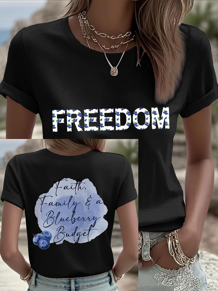Red White And Blueberries Merch T-Shirt Faith Family Blueberries Budget Charlie Kirk Apparel
