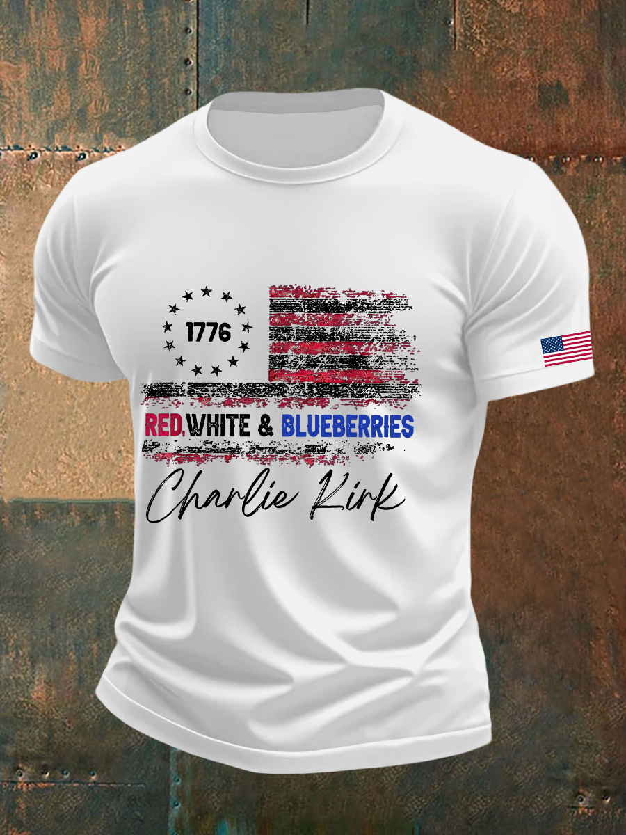 Red White And Blueberries Merch T-Shirt Freedom 1776 Signed Proud Charlie Kirk Shirt