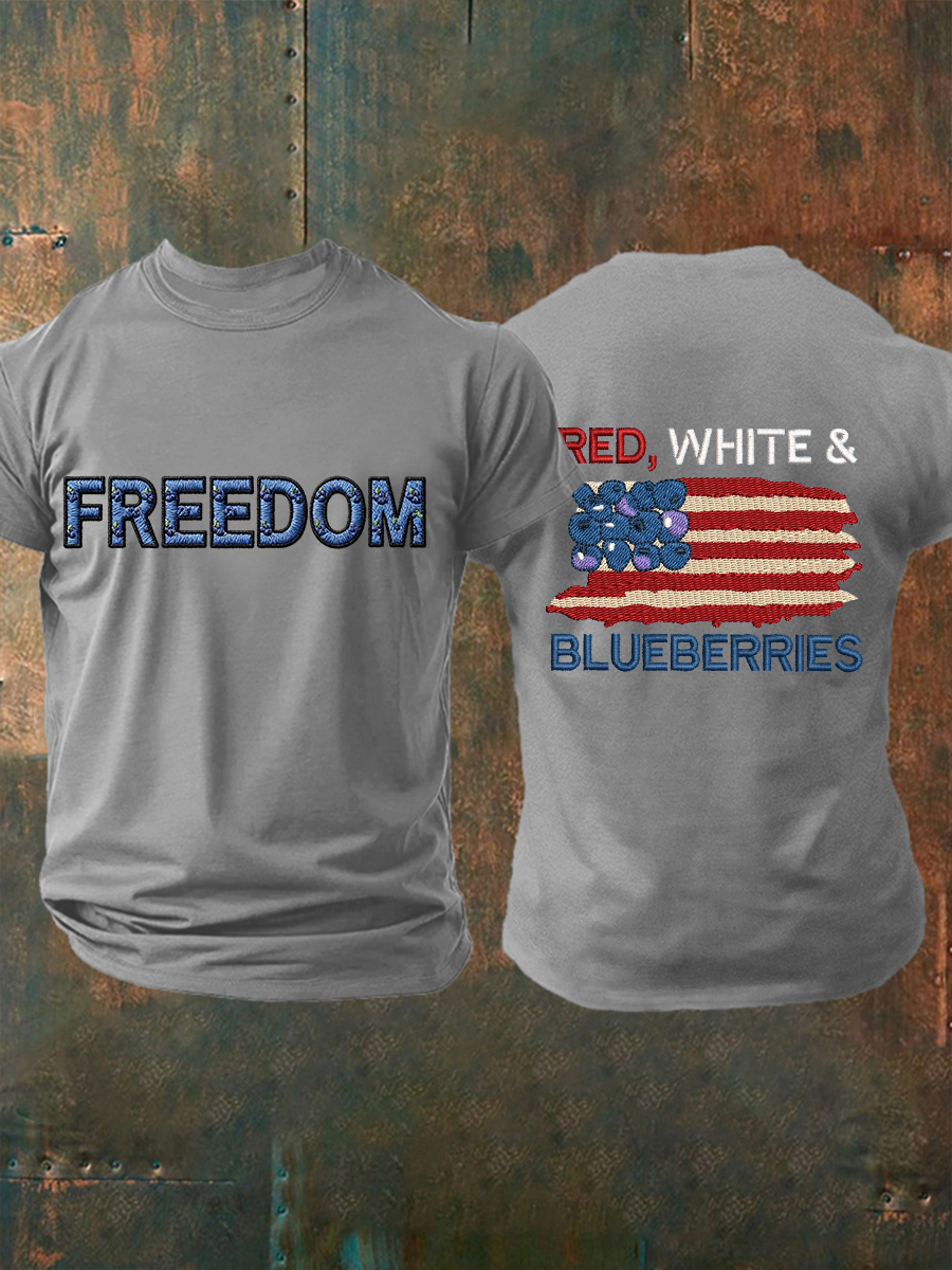 Red White And Blueberries Merch T-Shirt Freedom Charlie Kirk USA Flag Best Supporter Apparel