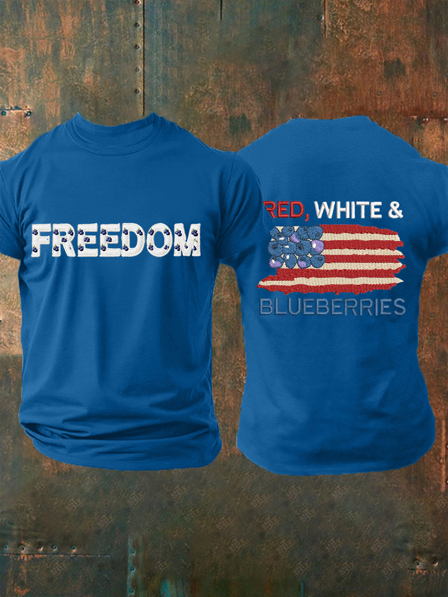 Red White And Blueberries Merch T-Shirt Freedom Charlie Kirk Usa Flag Best Supporters Apparel