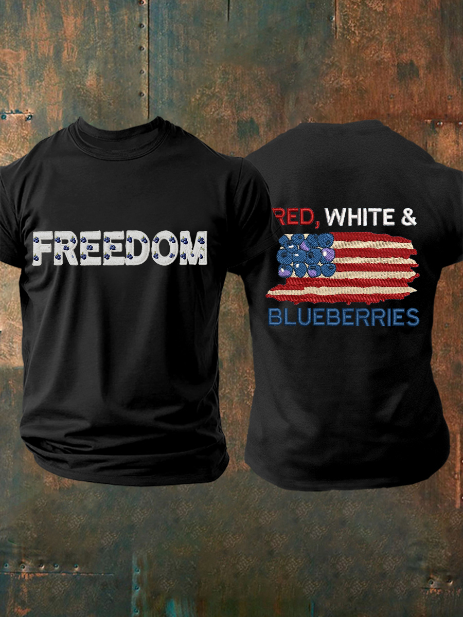 Red White And Blueberries Merch T-Shirt Freedom Charlie Kirk Usa Flag Cool Supporters Apparel