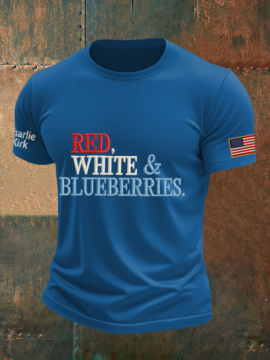 Red White And Blueberries Merch T-Shirt Freedom R.I.P CK 47 Charlie Kirk Tshirt