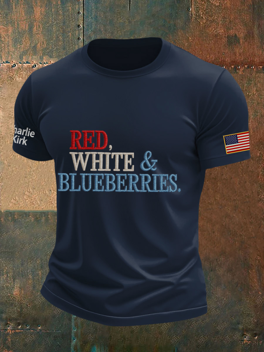 Red White And Blueberries Merch T-Shirt Freedom R.I.P CK 47 Memorial Charlie Kirk Shirts